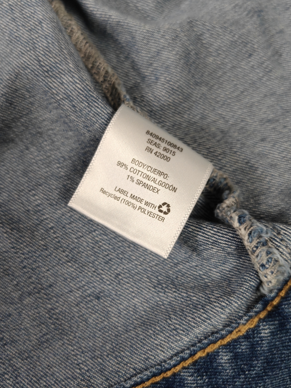 attention Light Blue Denim Jacket with Contrast Stitching - Picture 5 of 7
